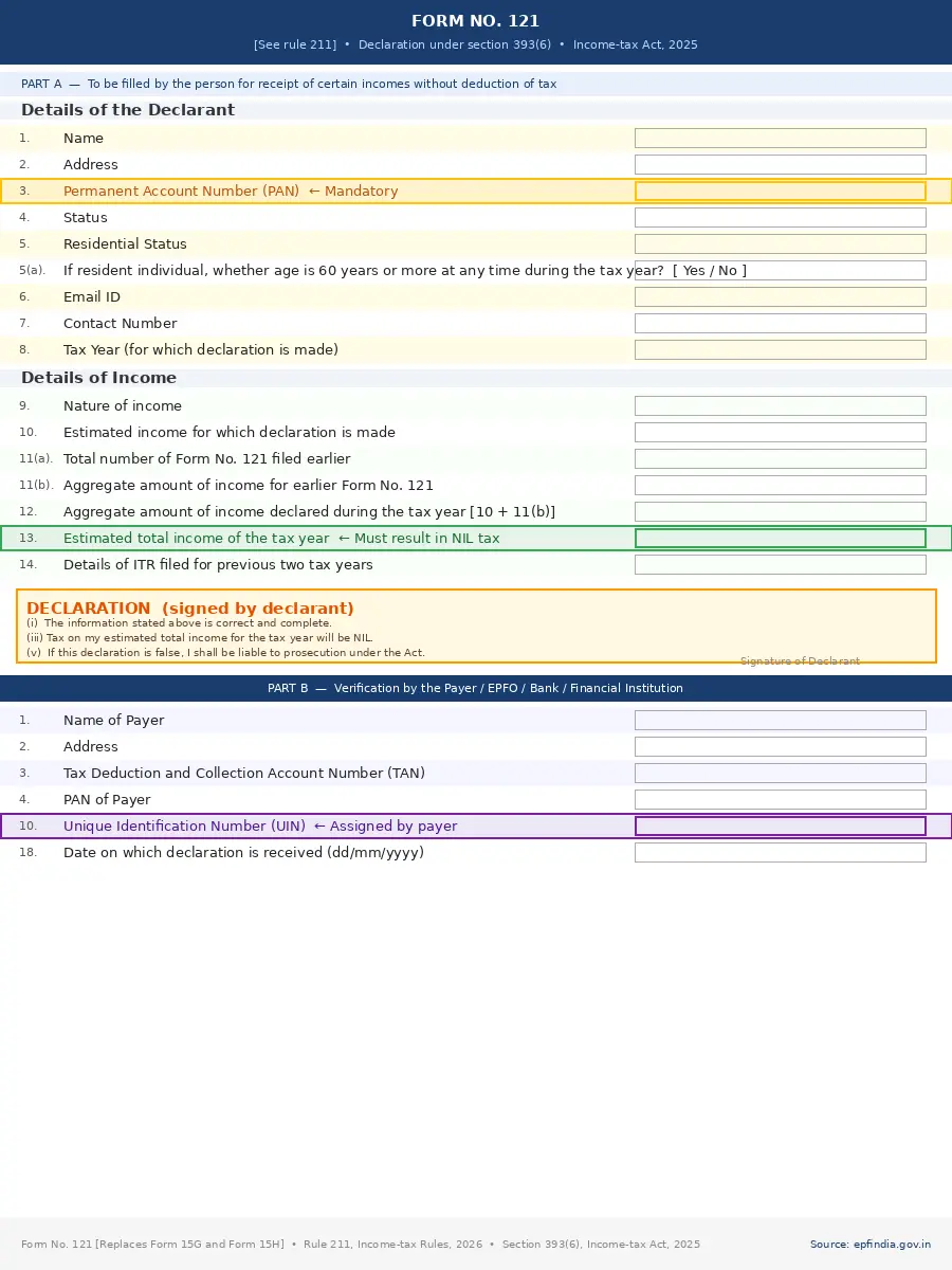 form 121 filled sample reference image
