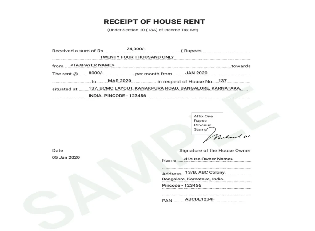 House rent receipt filled sample offical default receipt.