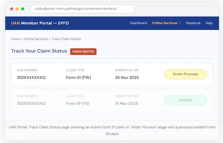Check EPF Claim Status Online Using the UAN Member Portal